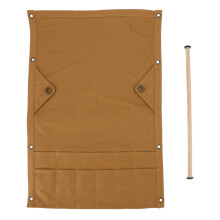 Camping Storage Hanging Bag 12 Pockets Canvas Portable Towel Tableware Storage Bag for Outdoor Camping Picnic Brown