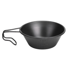 Camping Cup Backpacking Bowl Cup Stainless Steel with Hook Shape Handle for Outdoor Travel Picnic Black