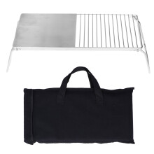 Support de barbecue multifonctionnel pliable en acier inoxydable pour cuisine extérieure, idéal pour les grillades en camping et en voyage.