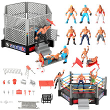 32‑Piece Wrestling Action Figures and Playset with Rings and Accessories, Fun Toy Set Gift for Kids