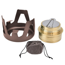 Réchaud de camping portable coupe-vent à vaporisation d'alcool à liquide avec support pour le camping en plein air - Marron