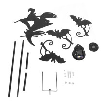 Veleta de bruja de hierro con rotación de 360 grados, diseño de murciélago y bruja, ideal para decoración de patio y jardín.