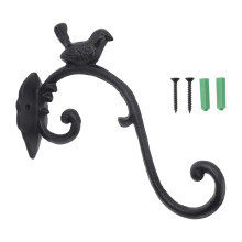 Plant Hanger Iron Outdoor Hanging Bracket Wall Hook for Bird Feeder Lantern Wind Chime Flower Basket Black