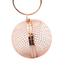 Cartera De Mano Metálica Dorada Con Cadena Para Mujer