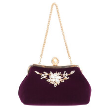2Stk Frauen Abendtasche Aus Plüsch, Strassbesetzt Party Clutch Lila