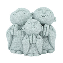 Mini Monk Buddha Statue Chinese Green Sandstone Cute Buddha Figurine 3 Little Monks Ornament for Fish Tank Aquarium Home Garden Decoration Style 1