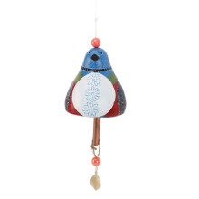 Resin Bird Wind Chime Resin Wood Hand Painted Delightful Melody Hanging Windchimes for Door Garden Patio Decor Blue