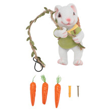 Konijnenbeeldje met gesimuleerde wortel, schattig klimmend konijntje van hars voor tuindecoratie, wit