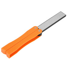 Prenosný skladací obojstranný brúsny strojček na nože, prenosný protišmykový diamantový brúsny strojček (oranžový)