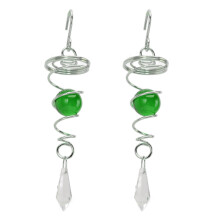 2Pcs Gazing Ball Spiral Tail Wind Spinner Stabilizer Stainless Steel Spiral Wind Chimes for Outside Green