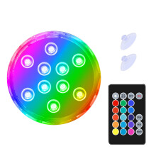 Luminária LED para piscina, 15 cores, RGB, resistente à água, submersível, com controle remoto para decoração de jardins e áreas externas.