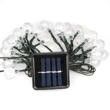 LED 1.8CM Bubble Ball Solar Power String Light Waterproof High Temperature Resistance for Home Decoration Warm White 12 Meters 100 Lights 8 Functions