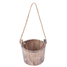 Ronde bloempot in tonvorm, vintage rustieke stijl, houten wandbloempot voor tuin, terras, kantoor en huis.