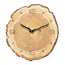 Rustikale Wanduhr aus Holz, Vintage-Uhr, runde Holzuhr für das Wohnzimmer