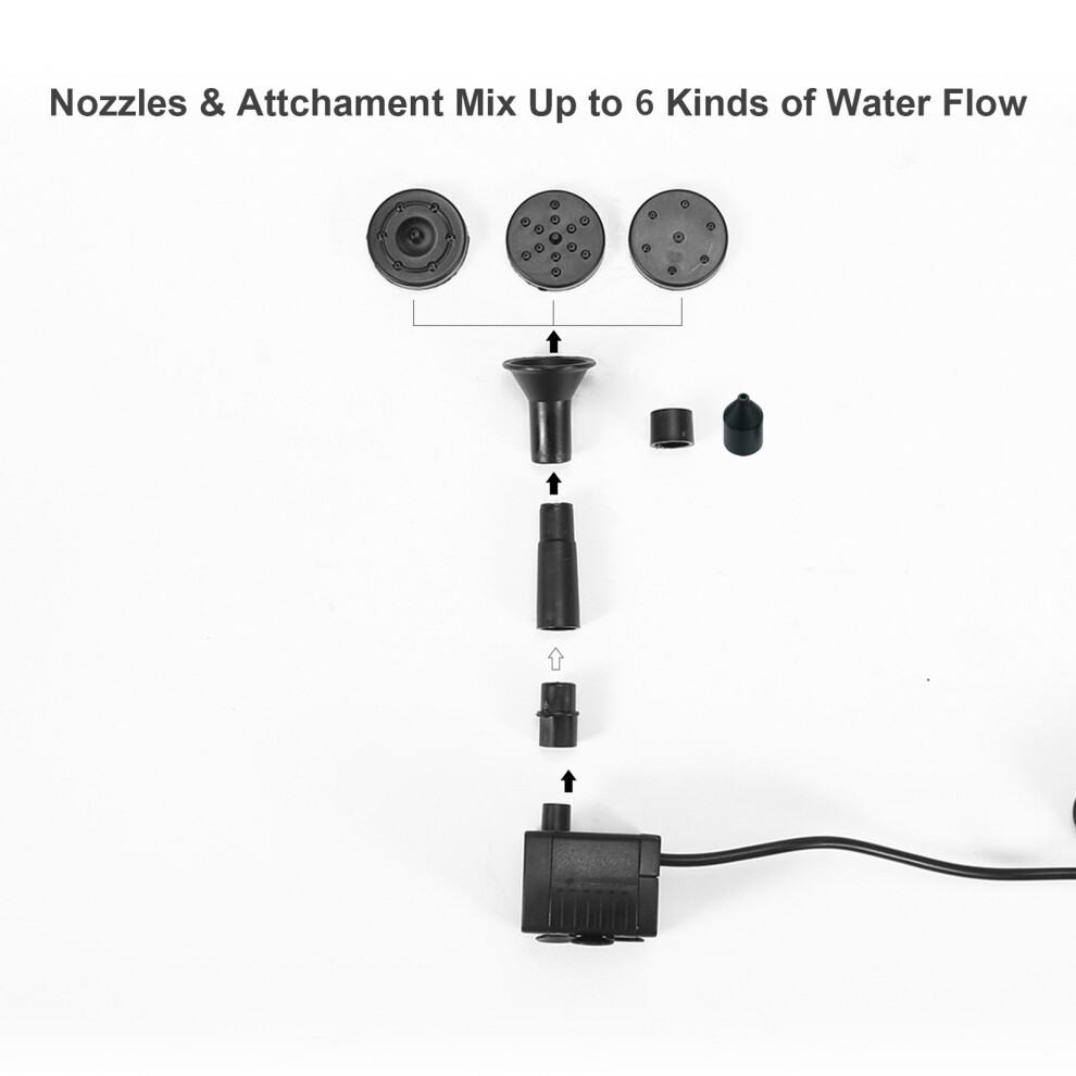 6.5W Solar Fountain Pump With 6 Nozzles Diy Birdbath Submersible Water Pump Outdoor Fountain Pump For Fish Tank Garden Pool Aquarium 3049581978770