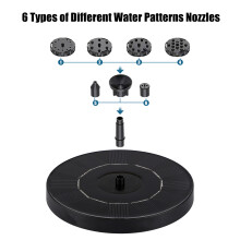 1W Solar Fountain Pump with 6 Nozzles Free Standing Water Pump Floating Fountain for Bird Bath Aquarium Pool Fish Tank Garden Samll Pond