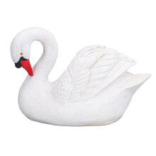 Beeldje van een witte zwaan van hars, een beeldje van een witte gans, geschikt voor tuin- en erfdecoratie.