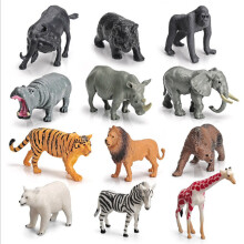 Conjunto de 12 peças de miniaturas de animais selvagens em PVC para decoração de floresta, ideais para crianças.