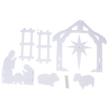 44 x 27 x 5 cm Weihnachtskrippe aus weißem PP-Hohlfaserplattenmaterial für den Außenbereich, geeignet für Rasen, Garten und Hof