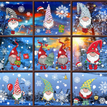 Santa Elk Static Stickers Christmas Shopping Mall Glass Window Wall Decor Christmas Static Glass Stickers