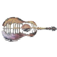 Abstract Guitar Wall Sculpture Metal Iron Guitarist Art Guitar Lover Hanging Ornament Retro Wall Decor for Courtyard Indoor Party Porch