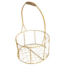 2Pcs Golden Round Wire Basket with Handle for Wedding and Home Storage