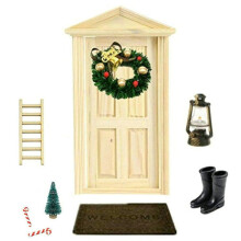 DIY Christmas Dollhouse Set Resin Miniature Gnome Set Including Floor Mat Door Christmas Wreath Ladder Broom Candy Cane Boots