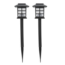 2Set LED Solar Lawn Light Waterproof Small House Shaped Stake Light Walkway Light White Light