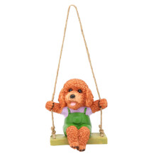 Hangende knuffeldier, teddybeer, cartoon tuindecoratie, hanger, harsbeeldje, handgemaakt, bruin