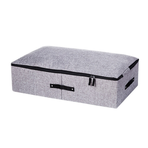 Dark Grey Cotton Linen Clothing Container Under Bed Storage Box