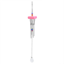 Innovative Wood Aluminum Tube Wind Chimes Hanging Ornament Decoration for Garden CourtyardSquare Shape Pink
