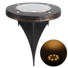 Luminárias solares de solo à prova d'água com 8 LEDs para jardim, deck, gramado e quintal. Luz quente.