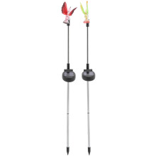 Conjunto de 2 luminárias solares de fibra óptica em formato de pássaro com LED para decoração de jardim, gramado e pátio.
