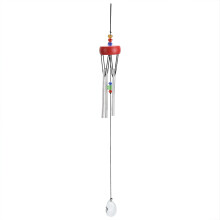 Innovative Wood Aluminum Tube Wind Chimes Hanging Ornament Decoration for Garden CourtyardRound Shape Red