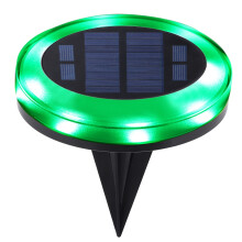 Luminária solar à prova d'água com 12 LEDs, ideal para enterrar no solo, decorar jardins e gramados. Cor verde.