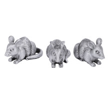 Lot de 3 supports de pots de fleurs en résine, en forme de figurines d'animaux, pour la décoration intérieure et extérieure (souris).
