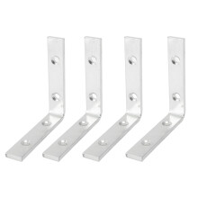4pcs L Bracket Corner Braces Angle Brackets 4 Hole Bracket Galvanized Iron Construction Patio Furniture Fence Chair Leg Support Accessories
