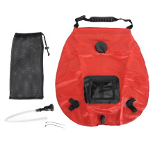 20L Solar Shower Bag with Handle Solar Heating Portable Shower Bag with Back Thermometer for Outdoor Camping Hiking Beach Red