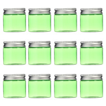12Pcs Green Plastic Cream Pots with Lids Durable Travel Cosmetic Jars