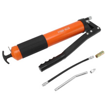 10000 PSI Vetpistool 600 CC Handmatig Zwaar Hogedruk Vetpistool voor Auto's, Vrachtwagens, Schepen, Grasmaaiers Oranje Versterkte Dubbele Zuiger