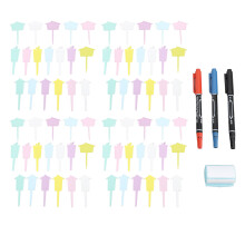 76PCS Plant Labels Set Plastic Waterproof Plant Tags with 24pcs Tall House Label 24pcs Wide House Label 24pcs Potted Plant Label 3pcs Marker Pens