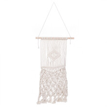 Handgebreid katoenen touw wandtapijt met kwastjes en net, plantenhanger, wanddecoratie, wandtapijt met kwastjes en net
