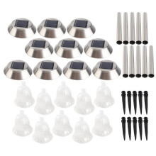 10 Pack Solar Garden Lights Outdoor Stainless Steel White LED Pathway Lamp Garden Decoration Landscape Lighting for Patio Lawn Yard Walkway