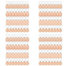 Porte-Clés en Bois Vierges, 128 Pièces Gravure sur Bois Vierges Porte-Clés en Vrac Porte-Clés en Bois Inachevé Porte-Clés Porte-Clés Bricolage
