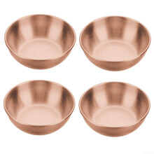 Stainless Steel Sauce Dish Set of 4, SpillProof Dipping Bowls for Condiments, Stackable and Dishwasher Safe, Rose Gold