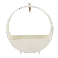Indoor Wall Hanging Circular Planter Rustic Style Round Wooden Hanging Planter for Succulents Large White