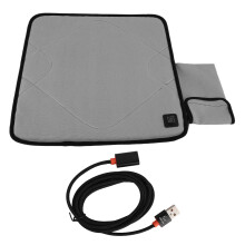 USB-beheizbares Sitzkissen, verstellbar, leicht, beheizbar, ideal für Camping, Angeln, Zuhause und Büro, Dunkelgrau