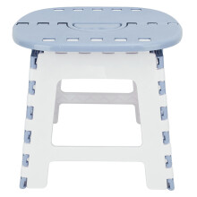 Sgabello pieghevole in plastica per uso domestico, piccolo sgabello pieghevole per campeggio, pesca e attività all'aperto, grigio e blu