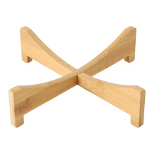 Plant Stand Bamboo Flower Pot Tray Cross Shaped Multifunction for Pet Home Kitchen 25x6cm