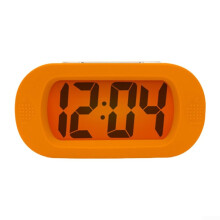 Compact Digital Alarm Clock Orange Travel Size With Ascending Alarm Sound And Snooze Function